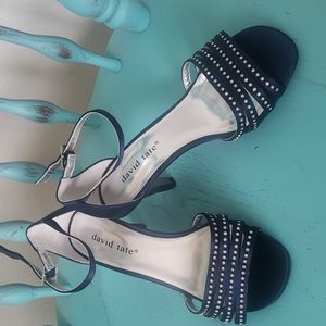 WIDE! NWOT 6W David Tate Navy Evening Sandals